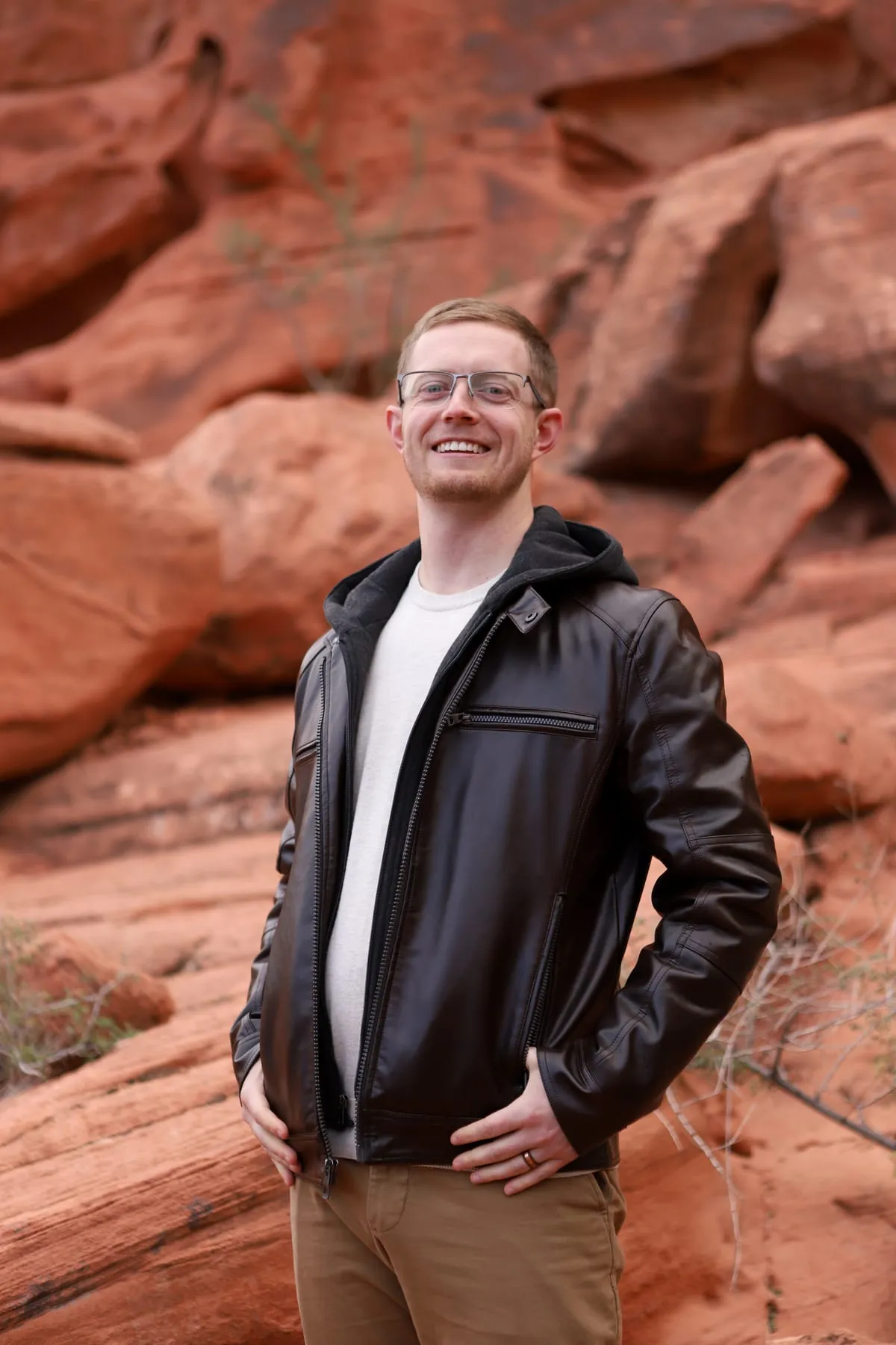 Jonathan Engle, founder of Kingsfoil Health, standing in a red rock canyon in southern Utah